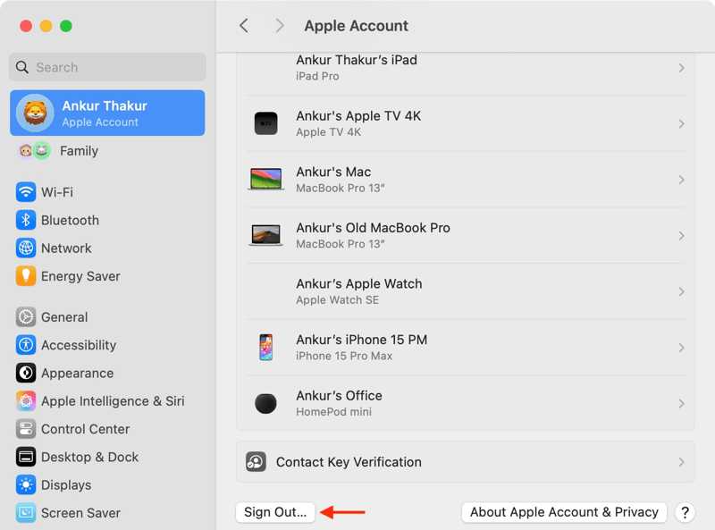 Logg ut av Apple-ID på Mac