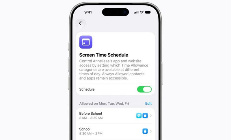 Nastavení časového harmonogramu obrazovky na iPhone