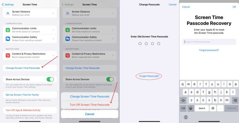 Tilbakestill passord for skjermtid på iPhone