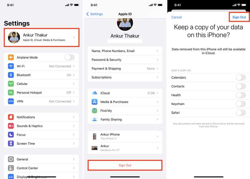 Logg av Apple ID