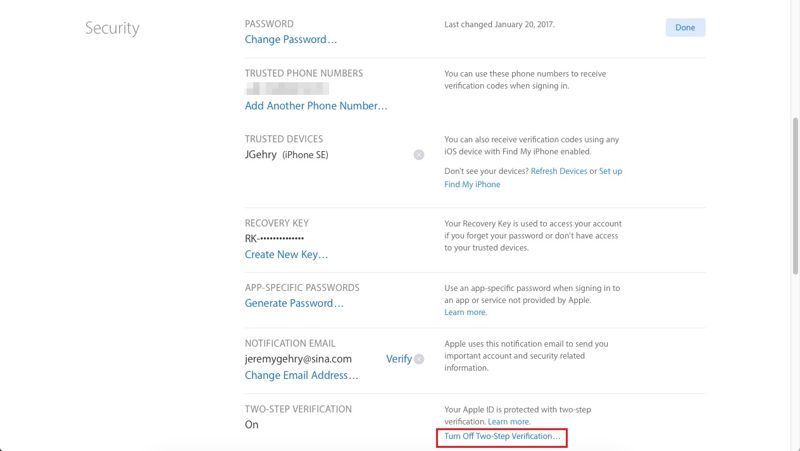 Stäng av tvåstegsverifiering