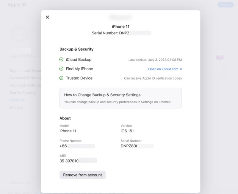 Finn IMEI-nummer iCloud