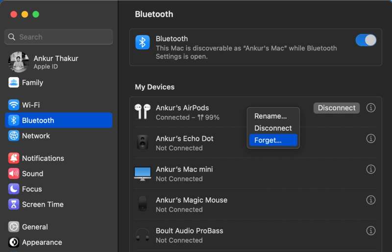 Forgot AirPods Mac