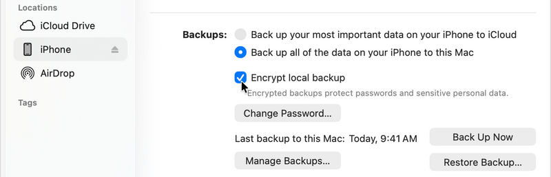 Wählen Sie Backup
