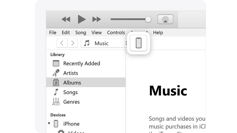 Wählen Sie Ihr Gerät in iTunes aus.