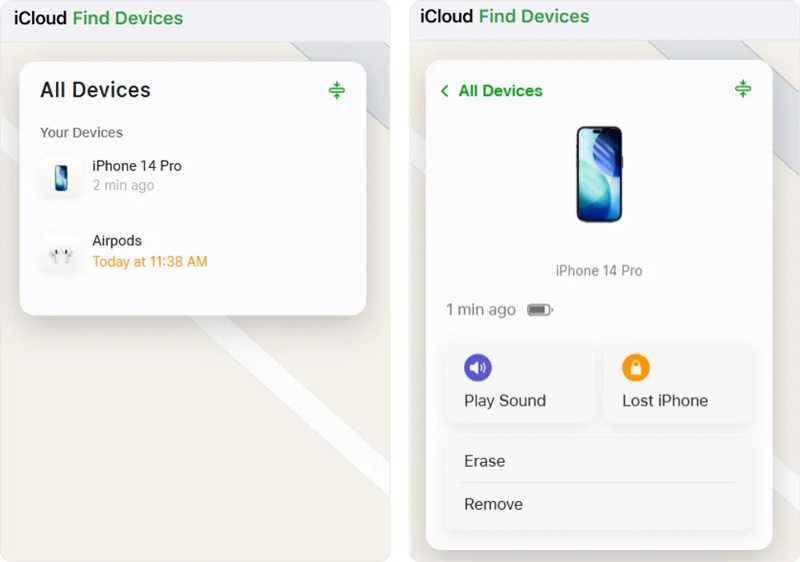 Reset iPhone on iCloud.com