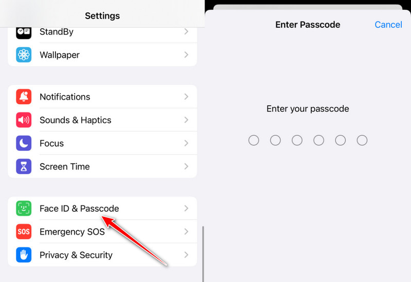 Settings Face ID Passcode
