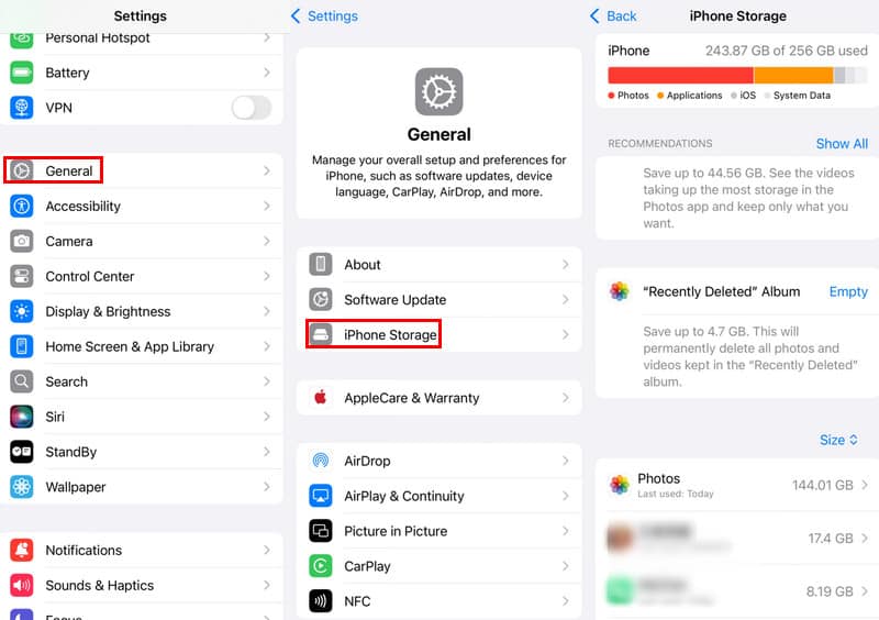 Überprüfen Sie den iPhone-Speicher