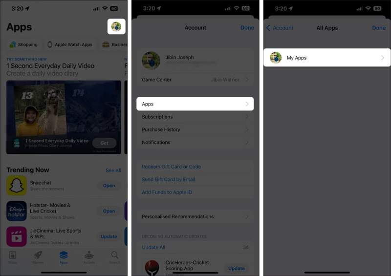 恢復最近使用的應用