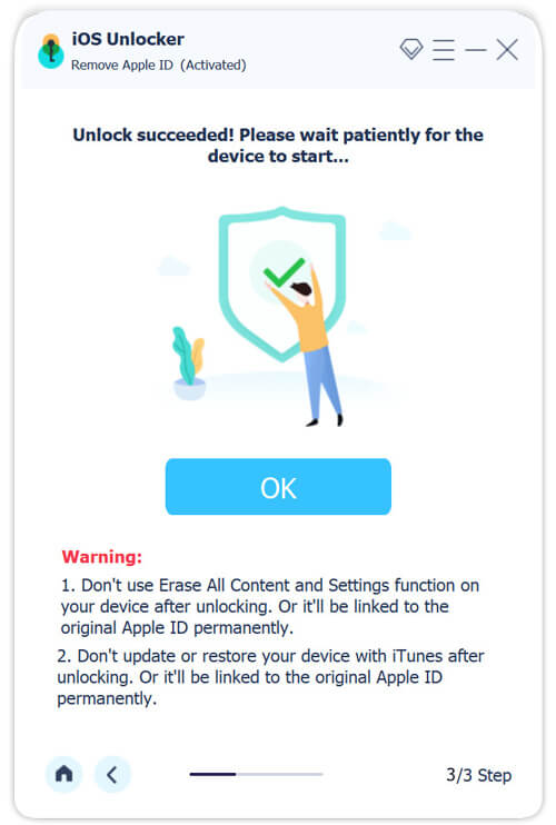 Ta bort Apple ID framgångsrikt