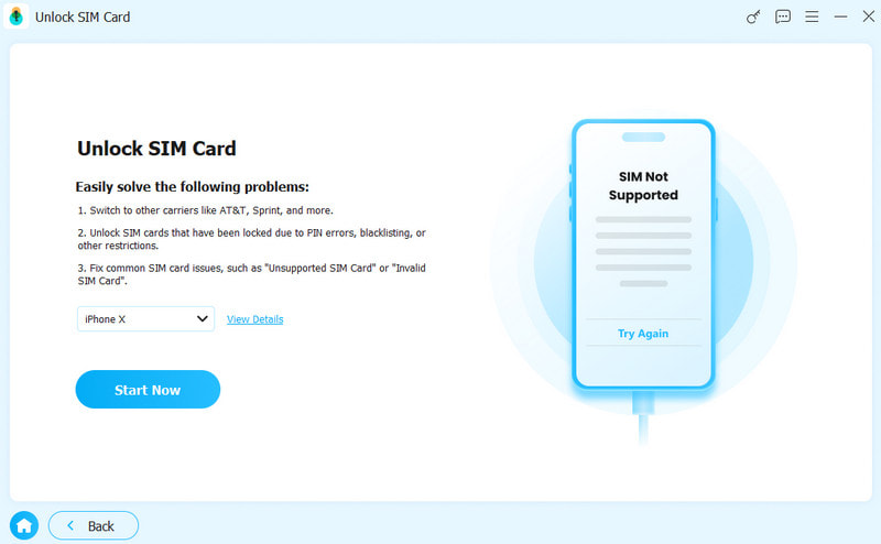 Start To Unlock SIM Card