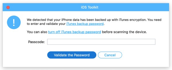 Zadejte iTunes Password Mac