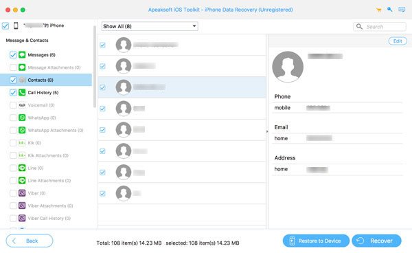 Restaurer les contacts de l'iPhone Sauvegarde iCloud