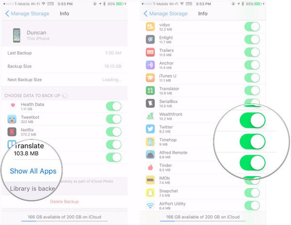 Backup iPhone apps using iCloud