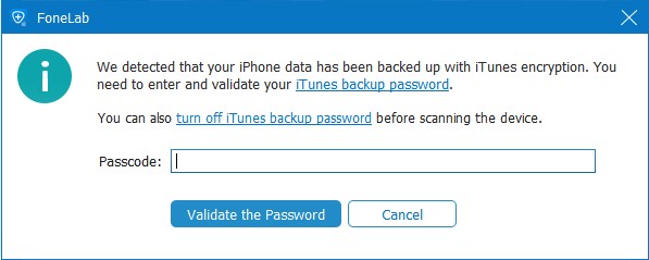Digite a senha do iTunes