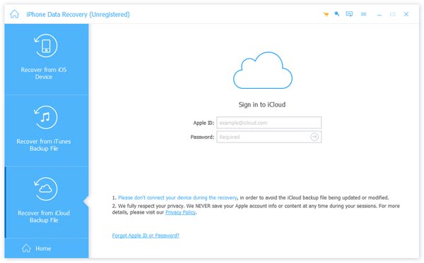 Sign in iCloud Account