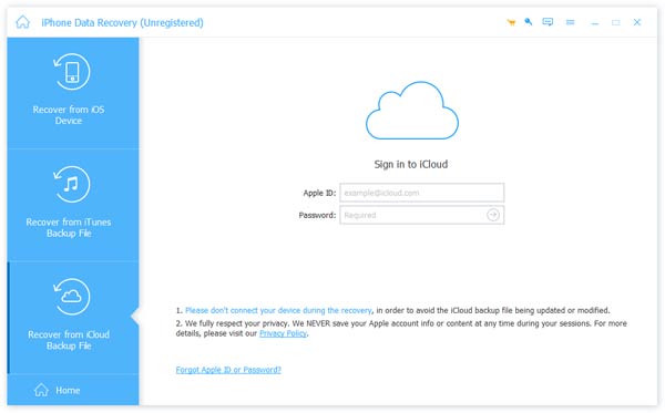 Melden Sie sich bei iCloud an