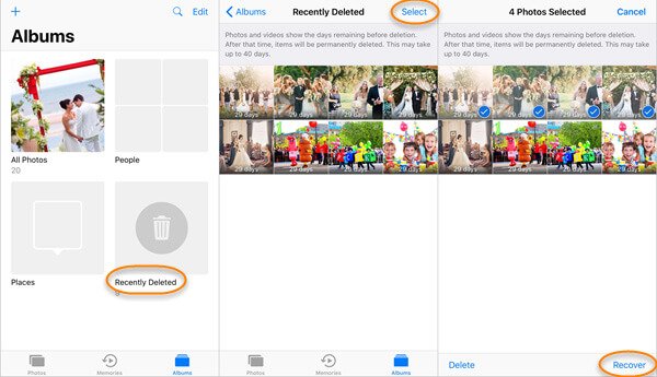 Récupérer des photos supprimées sur iPhone à partir du dossier récemment supprimé