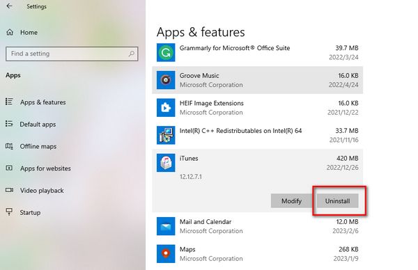 Remove iTunes from PC