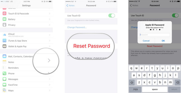 Reset iPhone Note Wachtwoord