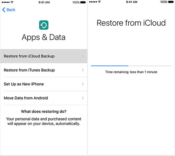 Restaurer l'iPhone à partir de la sauvegarde iCloud