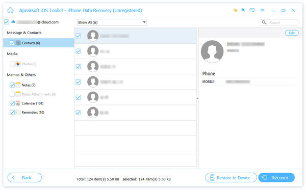 Restaurer les contacts de l'iPhone Sauvegarde iCloud