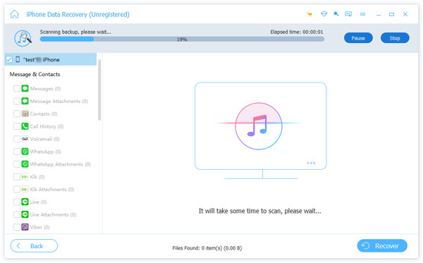Сканирование iTunes резервного копирования