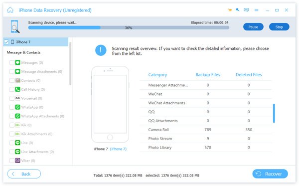 Escanear datos del iPhone