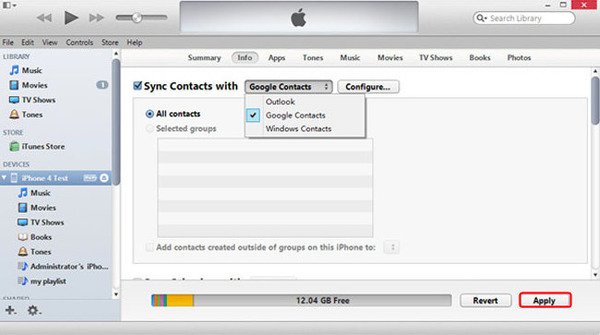 Sync contacts with Google Contacts