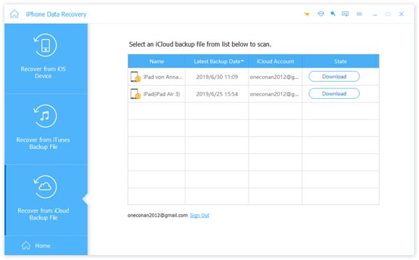 Télécharger et importer iCloud Backup