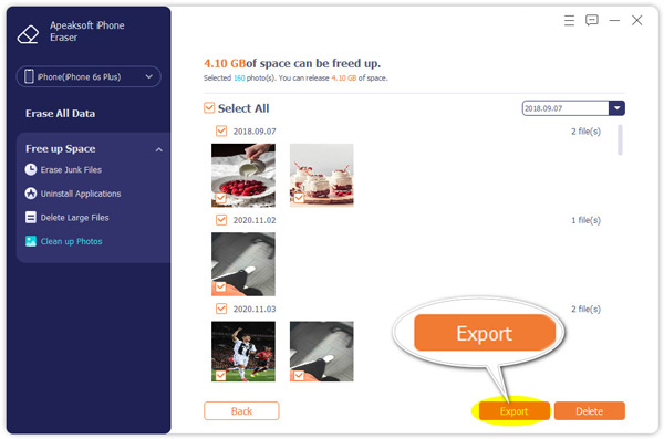 Export iPhone photos to Pc