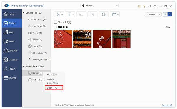 Dışa Aktarma Fotoğrafları Listeleme