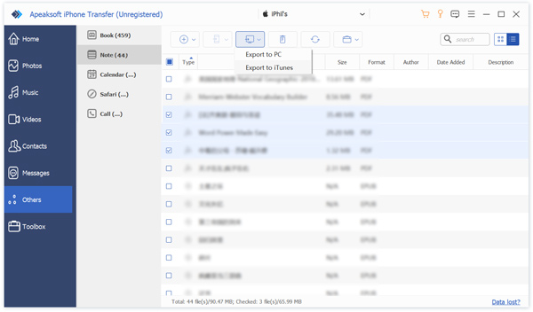 Envie notas do iPhone para o computador usando a transferência do iPhone