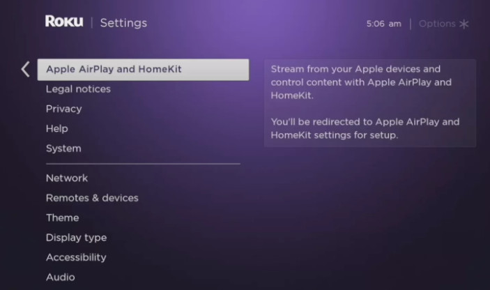 Aktiver AirPlay på Roku TV