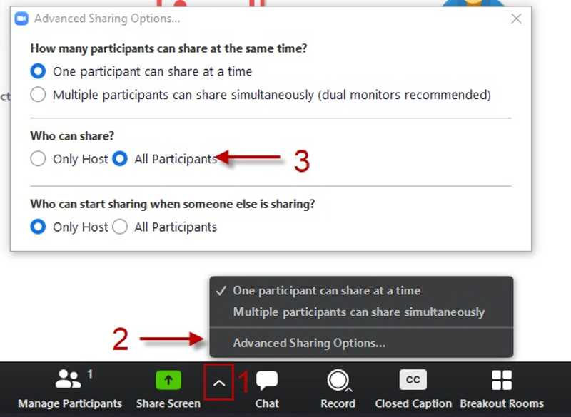 Erweiterte Freigabeoptionen