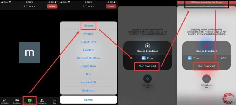 Bildschirm teilen auf Zoom Mobile