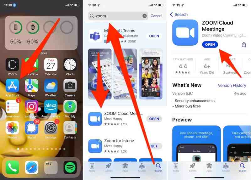 Zoom auf dem iPhone aktualisieren