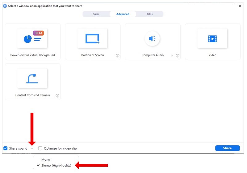 Zoom-Freigabe – Audioqualität