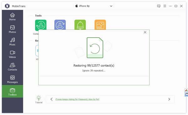 Finish Restore Contacts