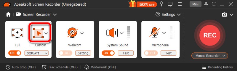 Apeaksoft Screen Recorder Anpassat intervall