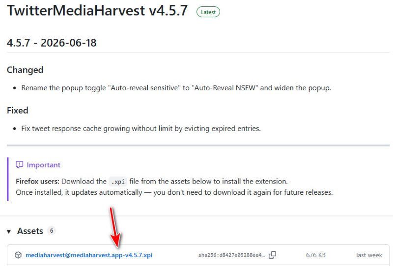Install Firefox Media Harvest from GitHub