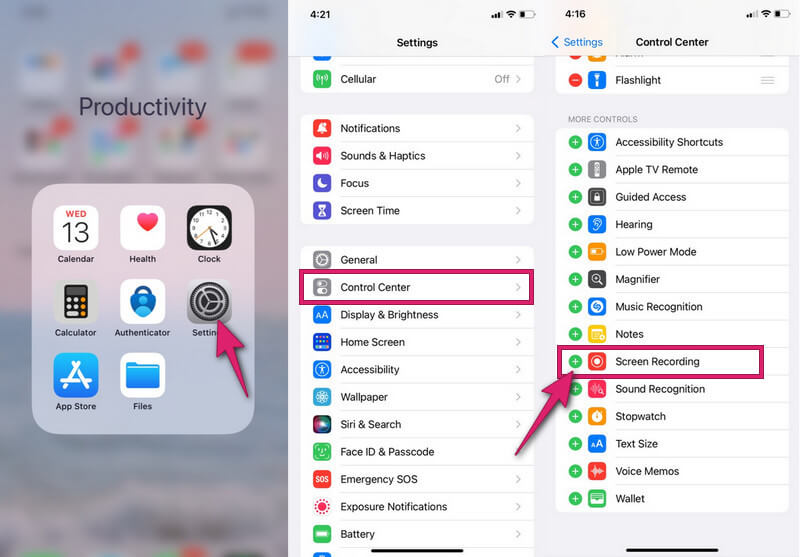 Activate Screen Recording on iPhone