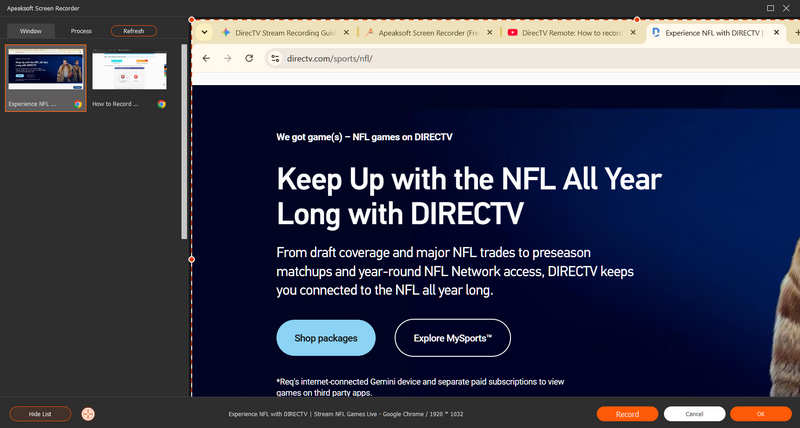 DirecTV Recording with Apeaksoft Screen Recorder
