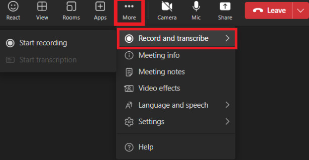 Start Recording Microsoft Teams Meetings