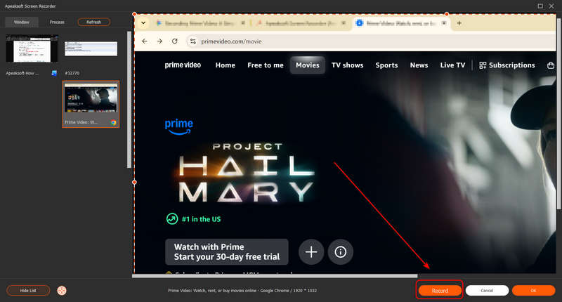 Start Recording Prime Video in Apeaksoft Screen Recorder