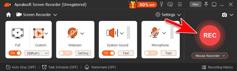 Apeaksoft Napsauta REC aloittaaksesi