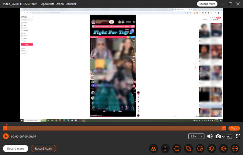 Skjermopptak på TikTok Windows