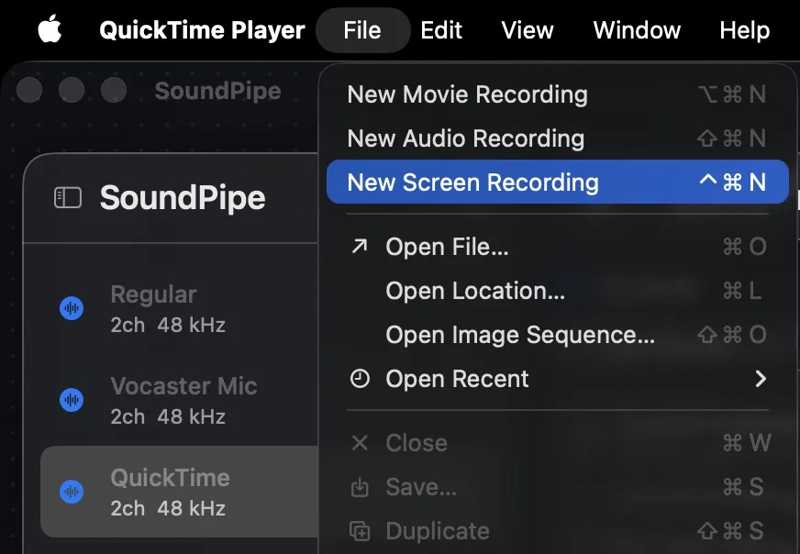 QuickTime 文件菜单