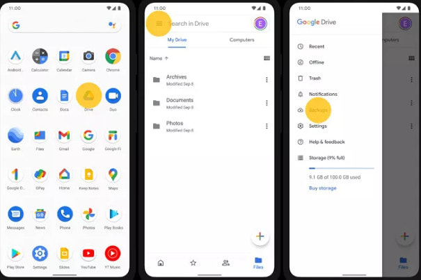 Google Drive-Backup wiederherstellen