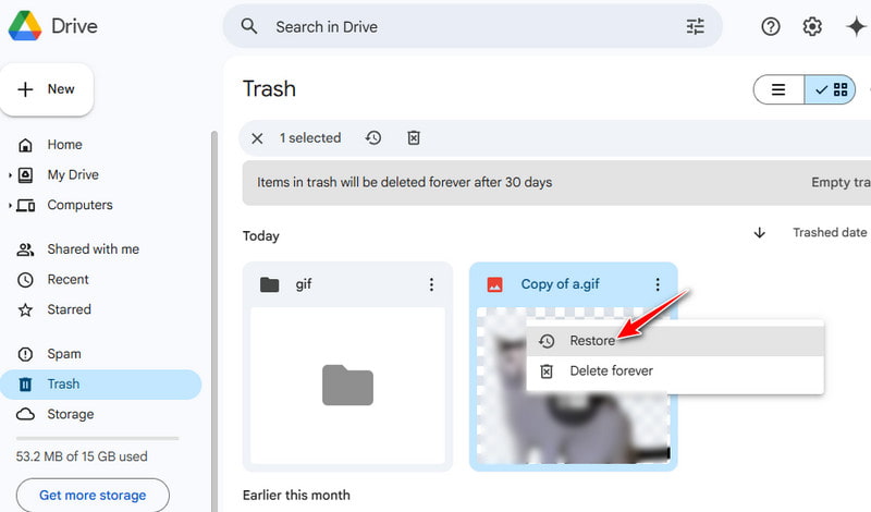 Restore Gif from Cloud Backup